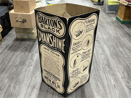 BARTON BLACK DYNASHINE SHOE POLISH ADVERTISING (29” tall)