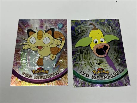 (2) 1999 POKÉMON TOPPS CARDS - MEOWTH & WEEPINBELL