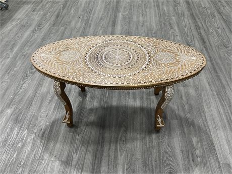 INTRICATELY INLAID MOROCCAN COFFEE TABLES (40” wide)