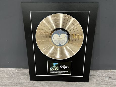 BEATLES ABBEY ROAD / COME TOGETHER ENGRAVED GOLD DISC DISPLAY 16”x20”