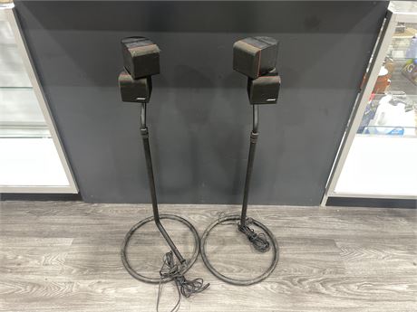 2 BOSE CUBE SPEAKERS ON STANDS - 3FT TALL