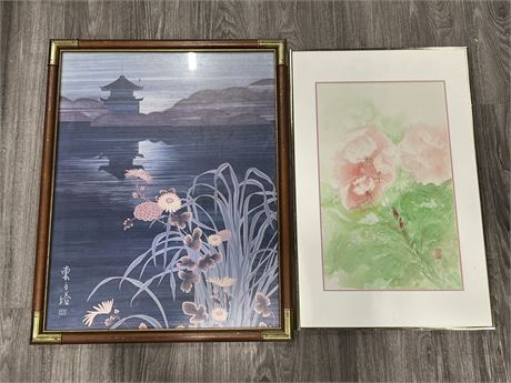 2 ASIAN SIGNED PRINTS (Largest is 30”x24”)
