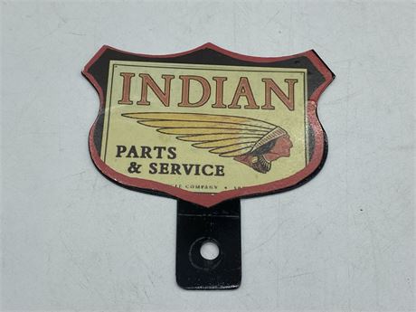 REPRODUCTION INDIAN MOTORCYCLE LICENSE PLATE TOPPER (4”X4”)