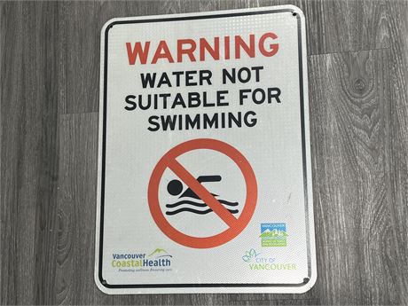 CITY OF VANCOUVER SIGN WARNING SWIMMING - 23”x17”