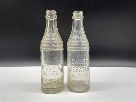 2 MCCULLOCH & SONS VERNON BC WATER GLASS BOTTLES