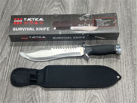 (NEW) SURVIVAL KNIFE W/SHEATH (12.5” long)