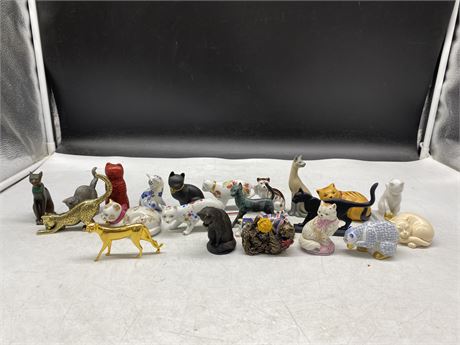 THE FRANKLIN MINT - 20 CATS - CAST IRON, PEWTER, CHINA, PORCELAIN, ETC