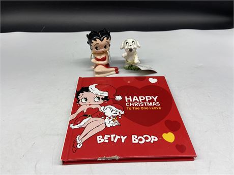RARE 2009 BETTY BOOP AND PUDGY USA SALT AND PEPPER SHAKERS + BOOK