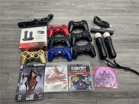 ASSORTED PS3 GAMES / CONTROLLERS