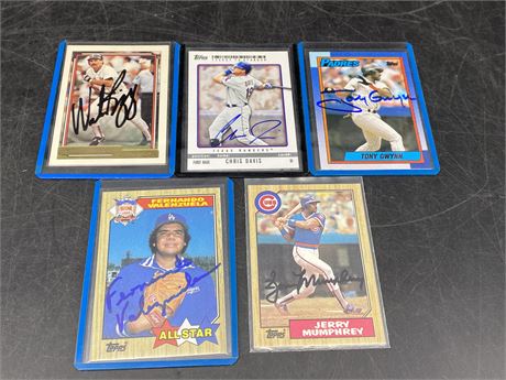 5 AUTOGRAPHED TOPPS MLB CARDS