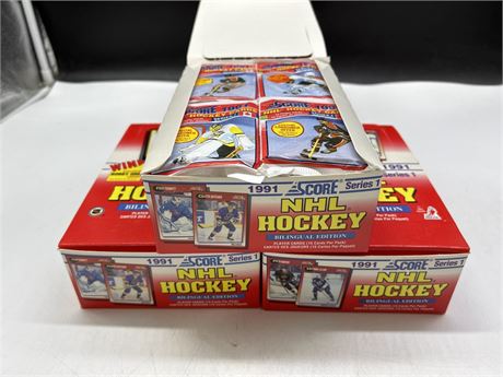 LOT OF 3 1991 SCORE NHL HOCKEY SERIES 1 BOXES - ALL PACKS SEALED
