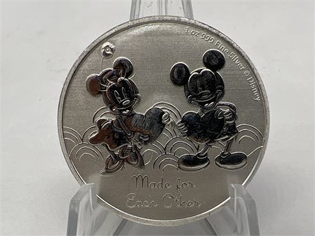 1 OZ 999 FINE SILVER MADE FOR EACH OTHER DISNEY COIN