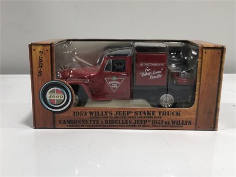 1953 WILLYS JEEP STAKE BED TRUCK CANADIAN TIRE 1/24 LIBERTY