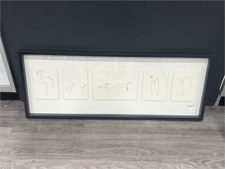 PICASSO FRAMED “ANIMALS” LITHOGRAPH PRINT 2009 (16”x40”)