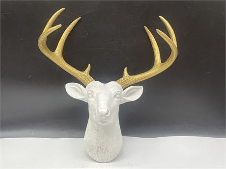 FAUX WALL MOUNT DECORATIVE DEER WITH ANTLERS (13”x14”)
