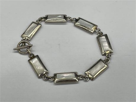 925 STG MOTHER OF PEARL INLAY BRACELET 14G