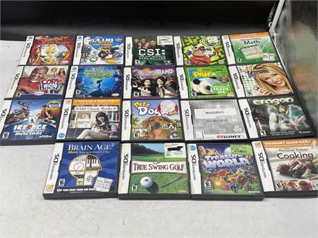 LOT OF 17 NINTENDO DS GAMES IN CASES + 2 DS CASES