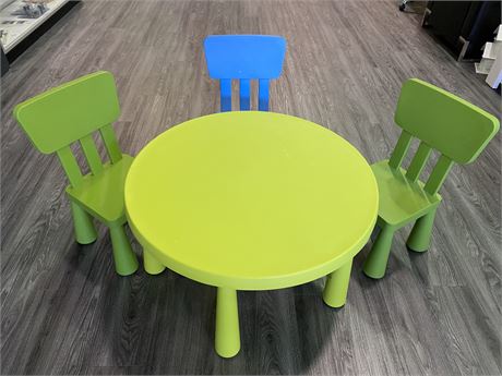 KIDS TABLE SET C/W 3 CHAIRS
