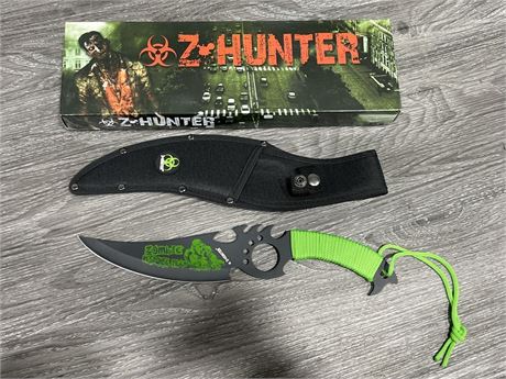 NEW ZOMBIE HUNTER KNIFE W/SHEATH (13” long)
