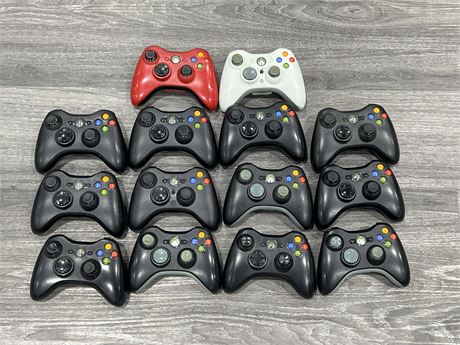 14 XBOX 360 CONTROLLERS - UNTESTED