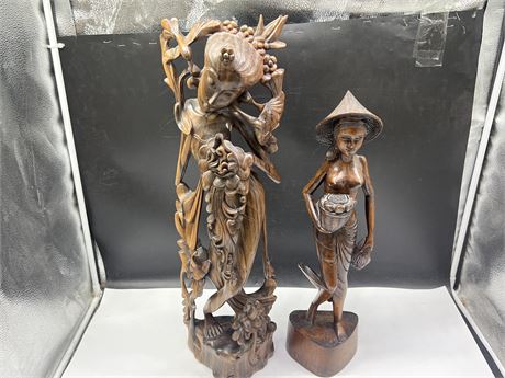 2 LARGE WOOD CARVINGS (Tallest is 25”)
