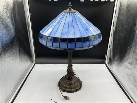 VINTAGE STAINED GLASS LAMP 24” TALL