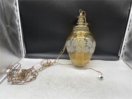 MCM VINTAGE HANGING GLASS LAMP 16”