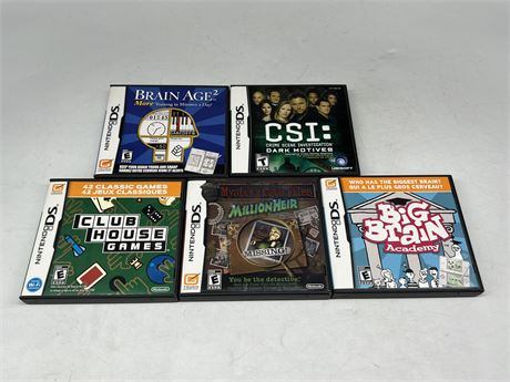 5 ASSORTED DS GAMES