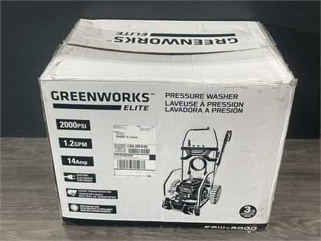 NEW IN BOX GREENWORKS ELITE 2000PSI 1.2 GPM 14 AMP PRESSURE WASHER