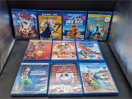 10 KIDS / FAMILY BLURAY MOVIES - EXCELLENT CONDITION