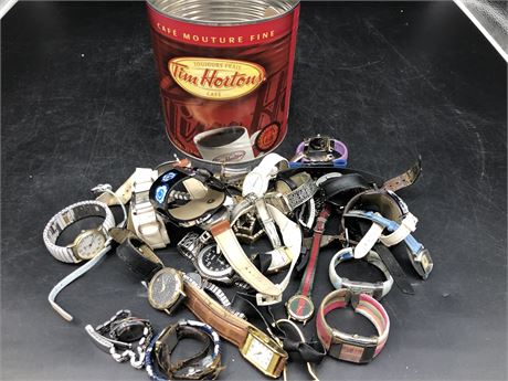 TUB OF ASSORTED WATCHES AND PARTS