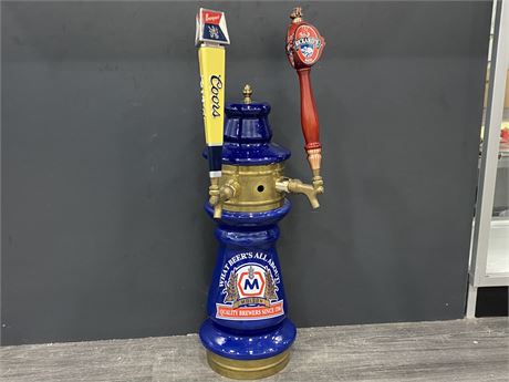 BEAUTIFUL MOLSONS BRASS AND CERAMIC BEER TOWER 31”