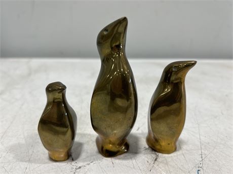 3 SMALL BRASS PENGUINS - LARGEST IS 4”