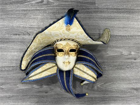 SIGNED / STAMPED VENETIAN MASK - HAND CRAFTED IN ITALY - 16” LONG