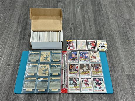 (45) 1980-81 HOCKEY CARDS IN BINDER & BOX OF NEWER HOCKEY CARDS - SOME ROOKIES