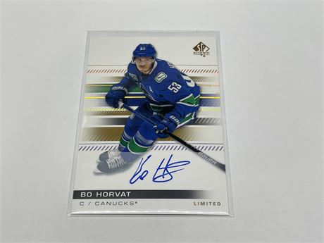 AUTO BO HORVAT SP AUTHENTIC UPPER DECK NHL CARD