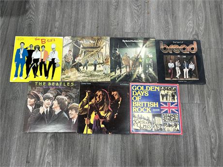 7 ASSORTED VINYLS - CONDITION VARIES -MOST ARE SCRATCHED OR SLIGHTLY SCRATCHED