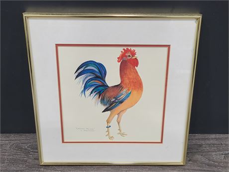 VINTAGE ROOSTER PAINTING "KING" (14"x14")