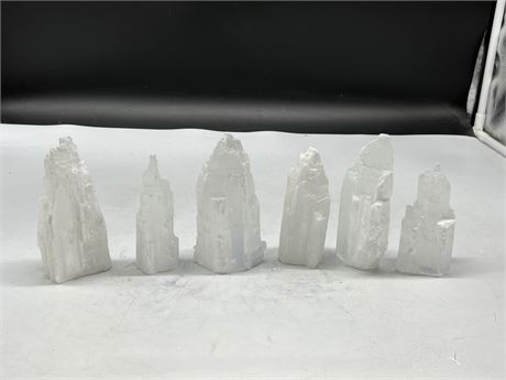 6 SELENITE TOWERS (Largest is 5”)