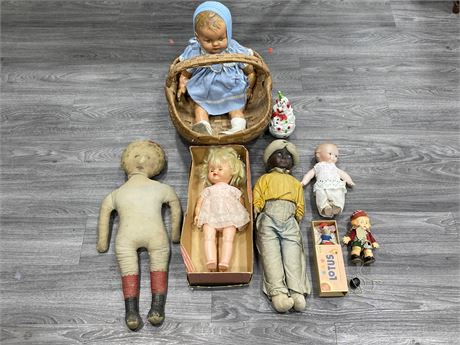 LOT OF VINTAGE DOLLS & TOYS - RELIABLE COMPOSITION DOLL & MORE