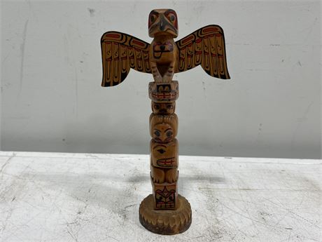 DATED 1954 INDIGENOUS WOOD CARVED TOTEM - SIGNED ROLAND - 10.5”