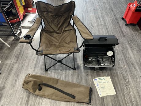 PORTABLE BBQ & FOLD UP CHAIR
