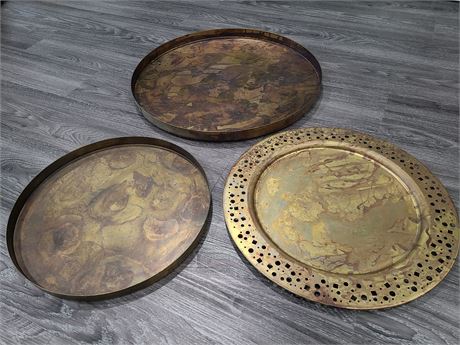 3 LARGE COPPER TRAYS