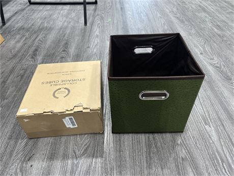 NEW 6 ARMY GREEN COLLAPSABLE STORAGE CUBES - SPECS IN PHOTOS
