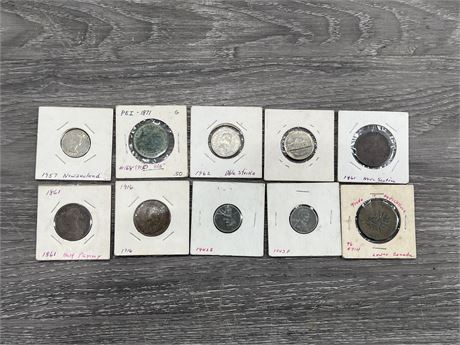10 ASSORTED OLD COINS