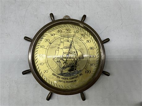 GRIPLOCK PACIFIC SHIPS WHEEL THERMOMETER 7”