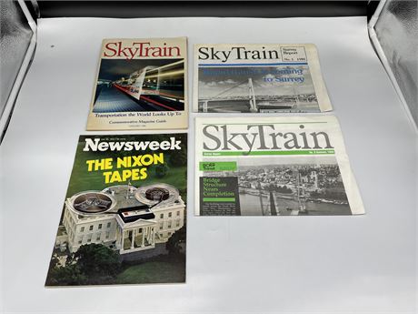 SKYTRAIN COMMEMORATIVE MAGAZINE & NEWSLETTER #1 - 86’ / NIXON TAPES 73’ MAGAZINE