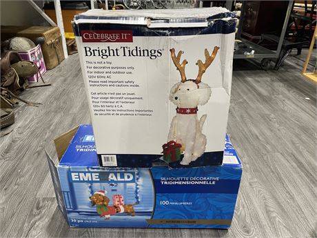 2 LED LIGHTED DOGS IN BOX - 30” / 31” TALL