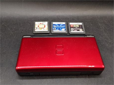 DS LITE CONSOLE WITH GAMES - TESTED & WORKING