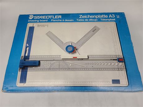STAEDTLER A-3 DRAWING BOARD WITH ACCESSORIES COMPASS SET ETC